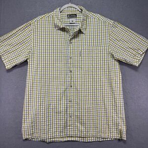 Columbia Men's L Seersucker Short Sleeve Plaid Button Down Shirt‎ Casual Outdoor